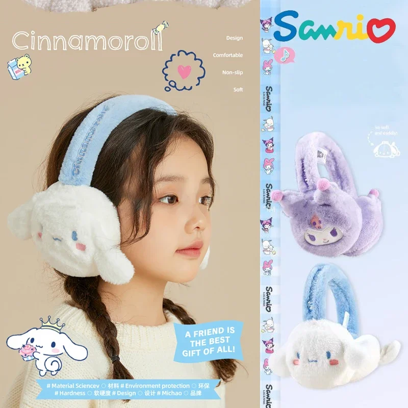 

Детские плюшевые наушники Sanrios Cinnamoroll My Melody Kuromi теплые наушники для девочек уличные холодные наушники велосипедные наушники для мальчиков наушники
