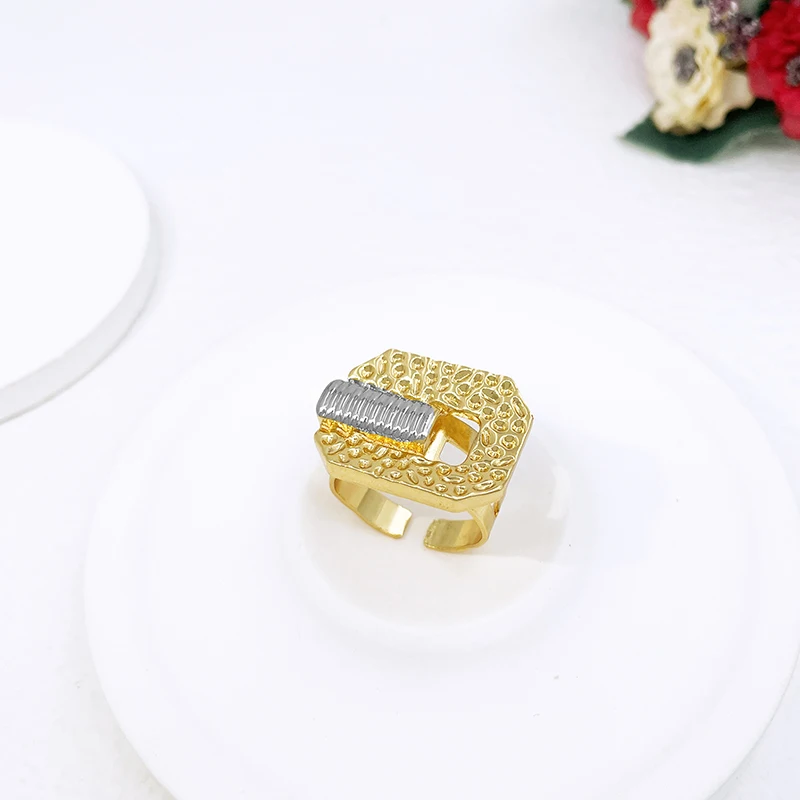 Unique Two Tone Women Jewelry Set 18K Gold Plated Necklace Earrings Bracelet Ring Dubai Set Jewelry Wedding Party Accessories