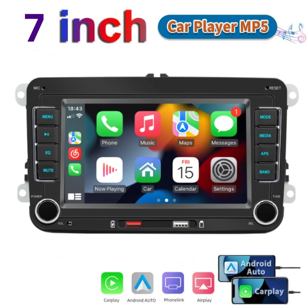 

Car Multimedia Central Radio 2 Din 7" Car Autostereo MP5 Player Android Auto Apple Carplay Car Bluetooth Audio For VW Dropship