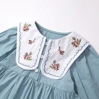 Cute and Stylish Girls Floral Embroidered Turn-Down Collar Dress Girls Casual Dresses Everyday Versatile Girls Dresses 5