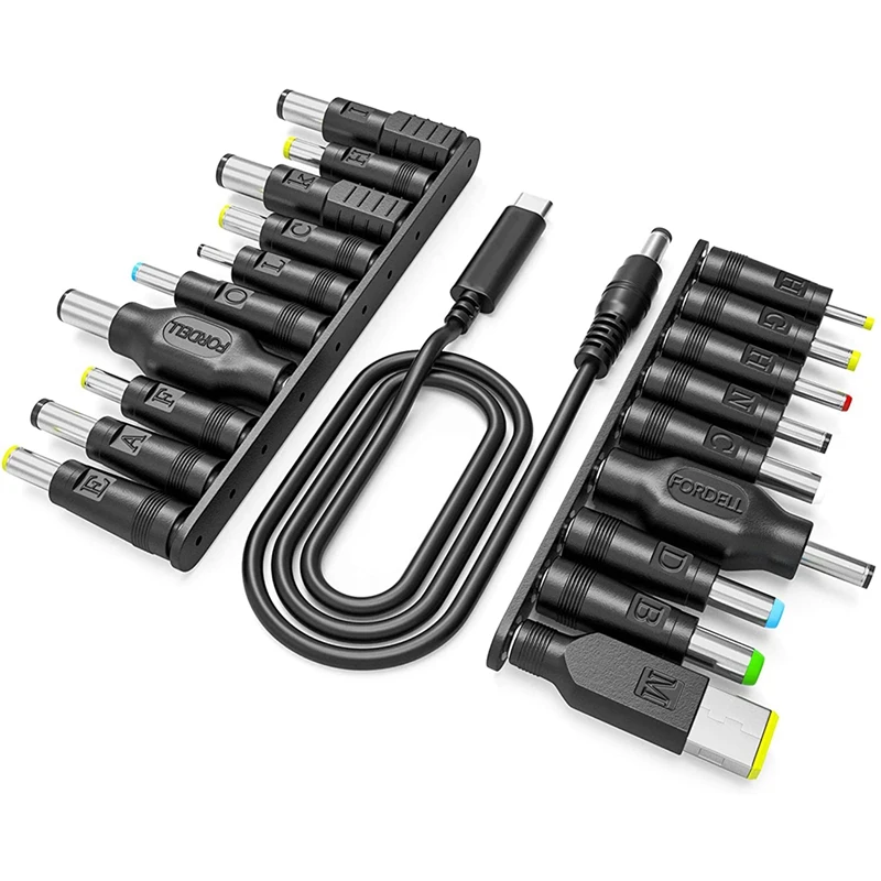 

Laptop Adapter Kit,USB-C To DC Cable+19 Adapters For Acer, For Asus,For Lenovo,For Toshiba,For DELL,For HP, For Samsung