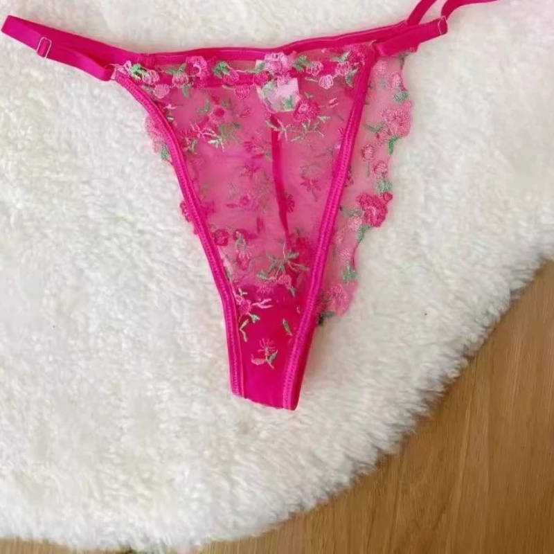 Ensemble de lingerie florale rose soutien-gorge en tulle bralette brodée doux cadeau de Noël sexy pour son cadeau de Saint-Valentin CA S-XL MOYISU Tushy