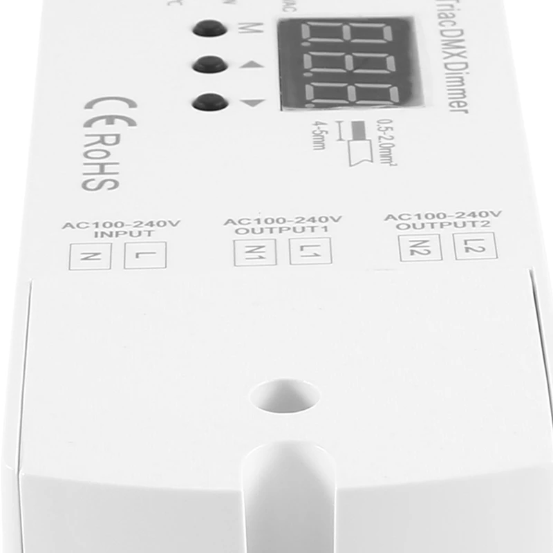 AC100V-240V 288W 2CH Triac DMX LED Dimmer Dual Channel Output Silicon DMX512 Led Controller Digital Display S1-D White