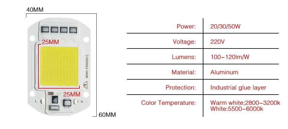 LED COB CHIP LIGHT 220W WHITE WARM  (6)