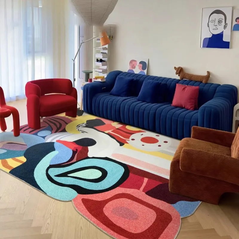 Special-shaped Living Room Carpet Dopamine Color Art Bedroom Rugs Large Area Light Luxury Fashion Sofa Coffee Table Mat Tapis 러그