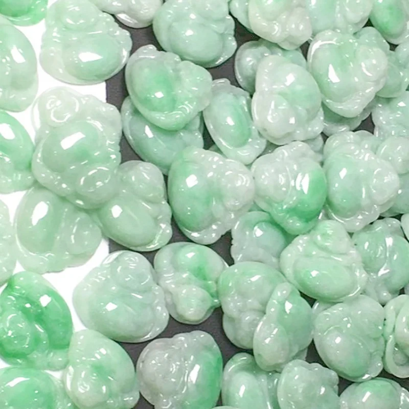 

Natural Emerald Ice Waxy Kinds Statue Maitreya Women's Smiling Buddha Pendant Jade a Goods Certificat