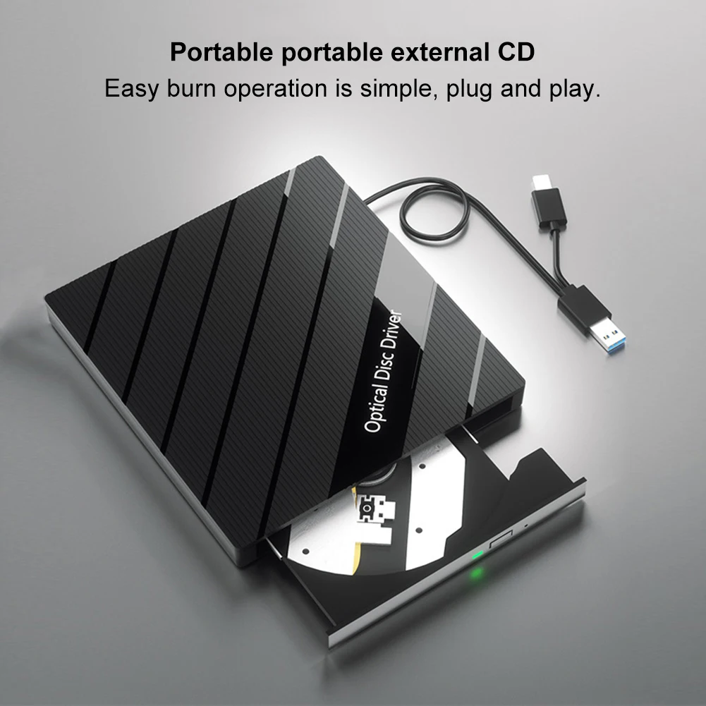 USB 3.0 Type C External Blu-ray Optical Drive CD/DVD/VCD -/+RW Player with SD/TF Card Ports Blu Ray Burner Reader for PC Laptop, external blu ray drive