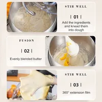 Настольный миксер на 5 л — многофункциональная кухонная машина 3-в-1 с крючком для теста, венчиком и венчиком, мощным двигателем 1000 Вт для выпечки/приготовления пищи — изображение 4