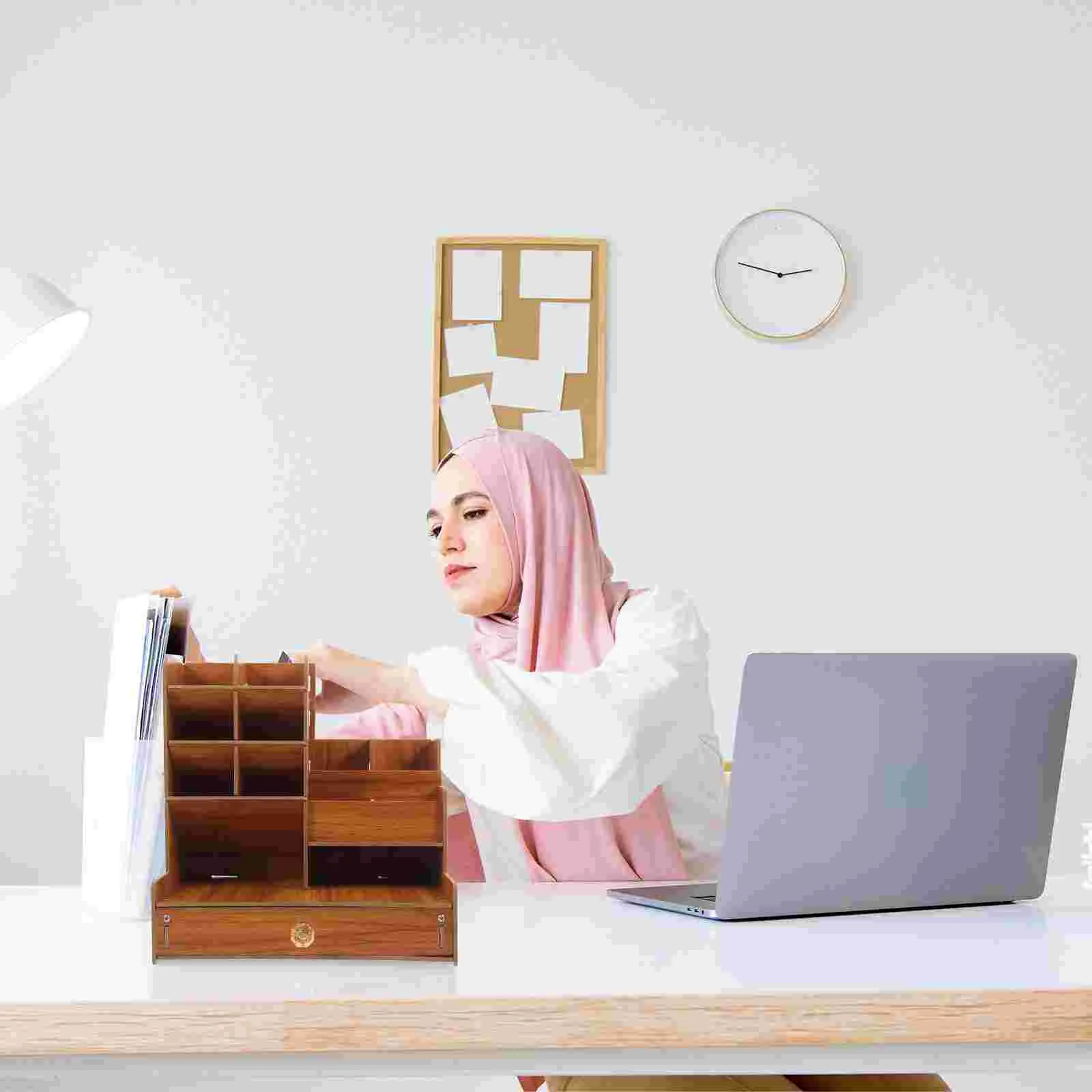 책상 보관함 사무실 테이블, 다기능 DIY 데스크탑 펜꽂이 정리함, 서랍 목재 학생