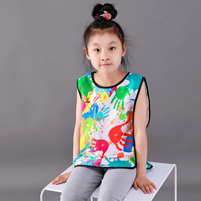 Lnnovative Model Children's Painting Waterproof Long Sleeved Cover Kindergarten Soft with Pocket Paint Apron Reverse Dressing