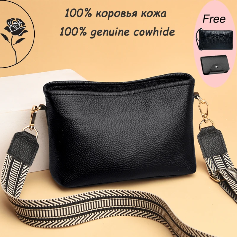 

2023 New Genuine Leather Women Shoulder Crossbody Bags Cow Leather Luxury Ladies Phone Bag And Purses Solid Color Women's Bag