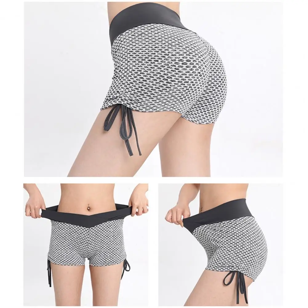 

Athletic Bottoms Elastic Waistband Shorts High Waist Hollow Mesh Yoga Shorts for Women Breathable Butt-lifted Gym for Jogging