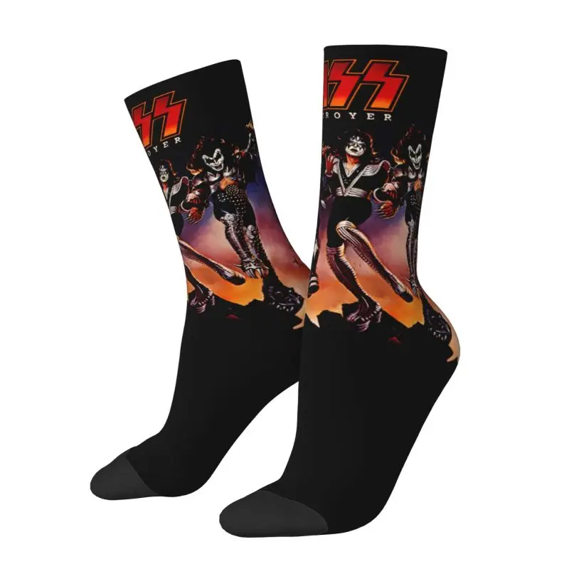 

Funny Mens Heavy Metal Rock Band Kiss Dress Socks Unisex Warm Comfortable 3D Printing Rock And Roll Crew Socks