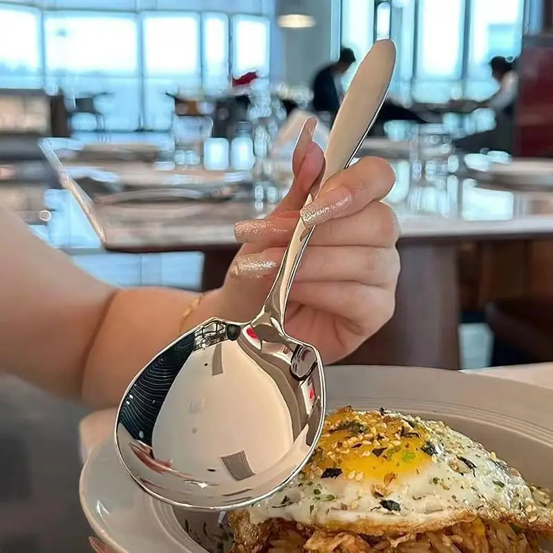 Stainless steel spoon 1pc Home hotel buffet serving Long handle large public serving spoon