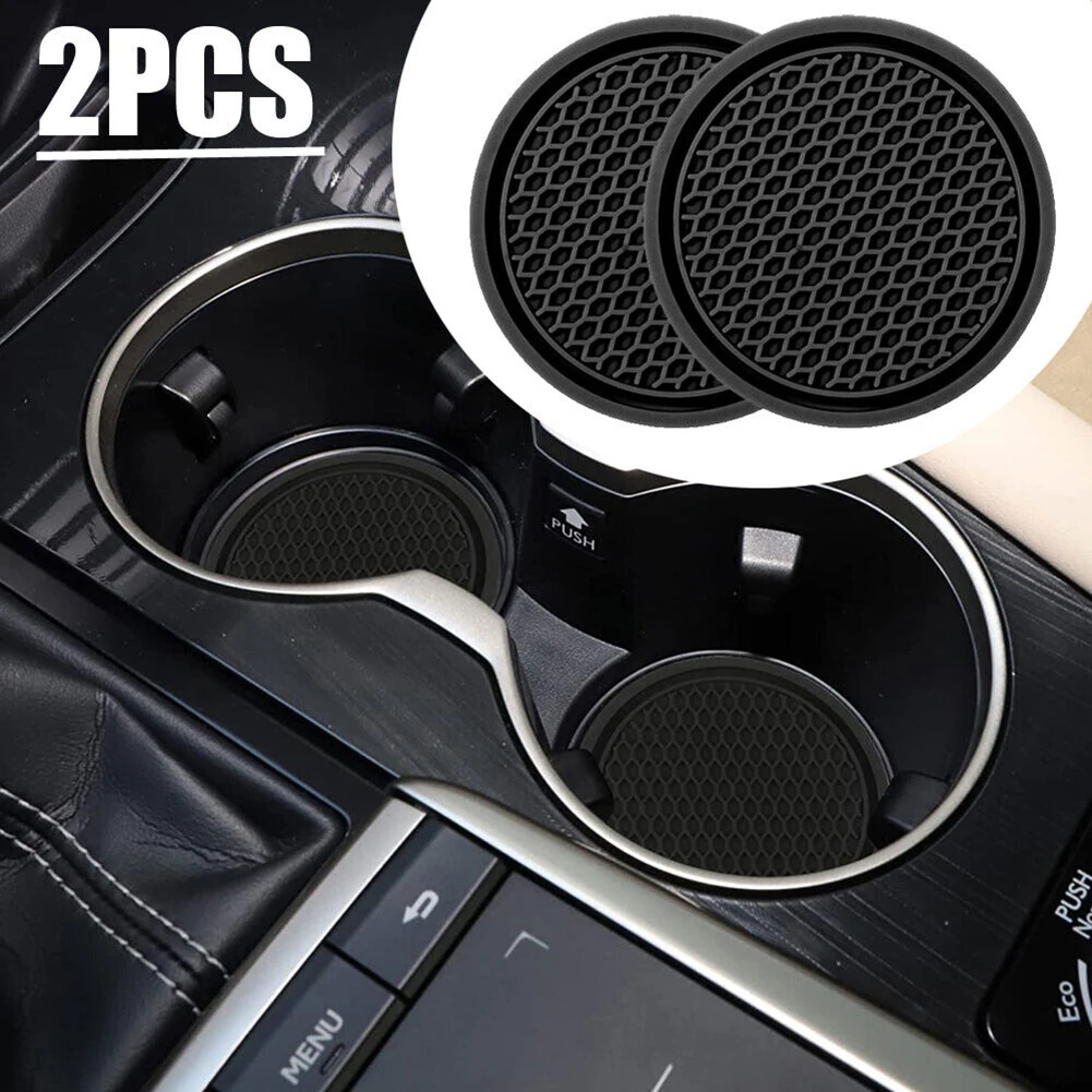 2pcs Cars Auto Cup Holder Anti Slip Mat Insert Coasters Pads Universal Truck Interior Accessories Auto Cup Holders Black