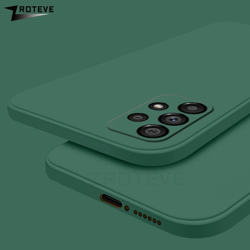 A52 Cas ZROTEVE Carré Liquide Silicone Couverture Souple Pour Samsung Galaxy A52s A72 A42 A32 A22 A12 A13 A23 A33 A53 A73 M33 M53 Cas_voghion.com