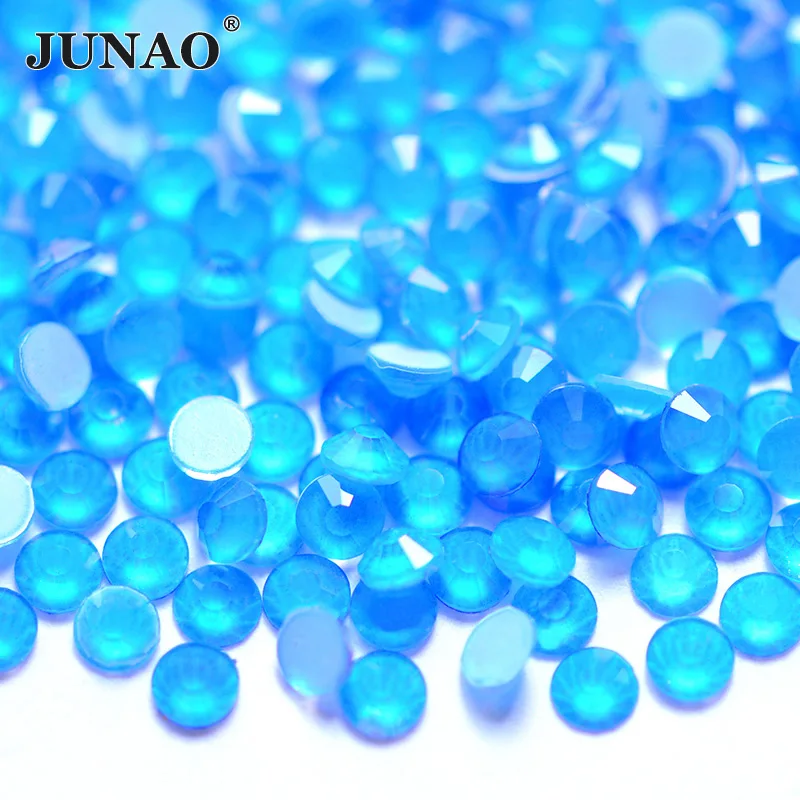 JUNAO Bulk Package SS6 8 10 12 16 20 30 White Opal Glass Rhinestones Wholesale Flatback Strass Non Hotfix Crystals For Tumblers 