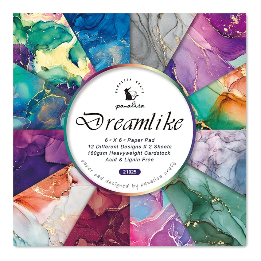 24 Sheets Cardstock Paper Pad Dream Like Themed Single-sided Patterns Printing Decorative Paper Craft Photo Album Decor