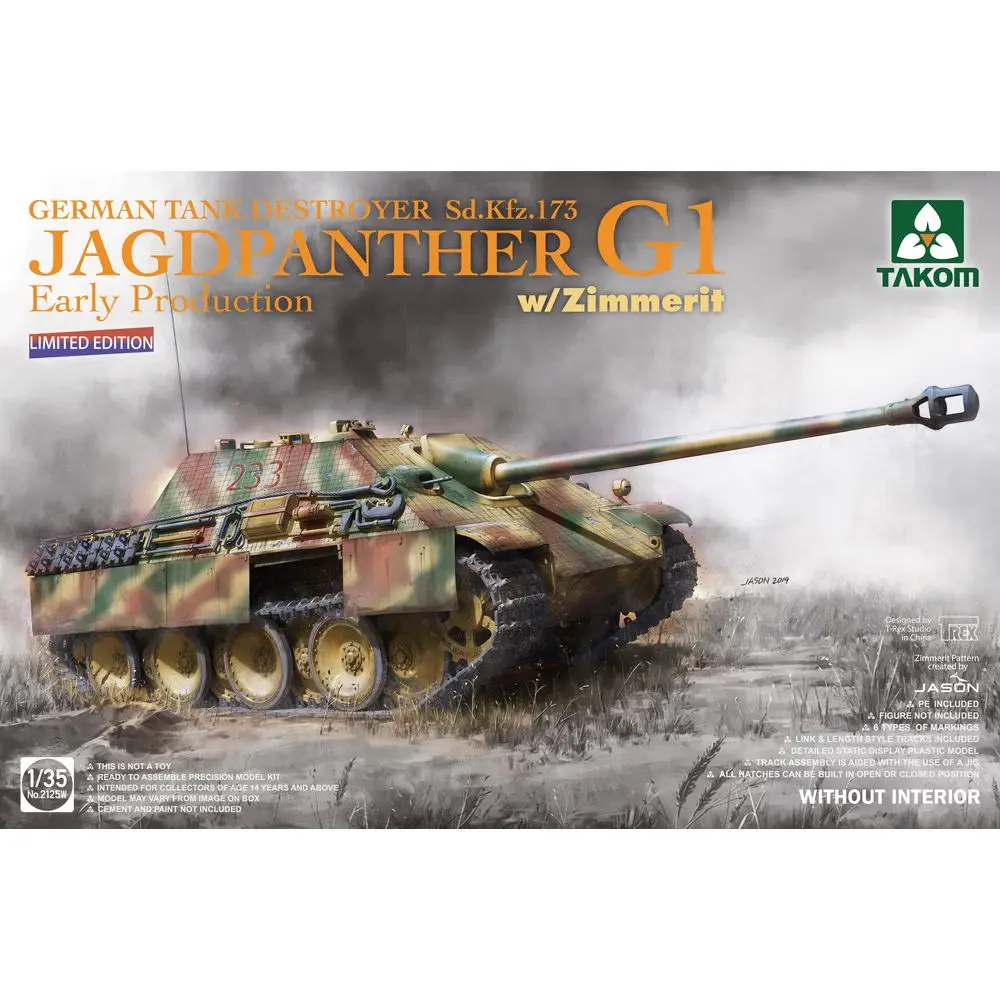 

TAKOM 2125 Вт 1/35 немецкий танк-Разрушитель Jagdpanther G1 Раннее Производство (без внутреннего монтажа)-масштабная модель в комплекте