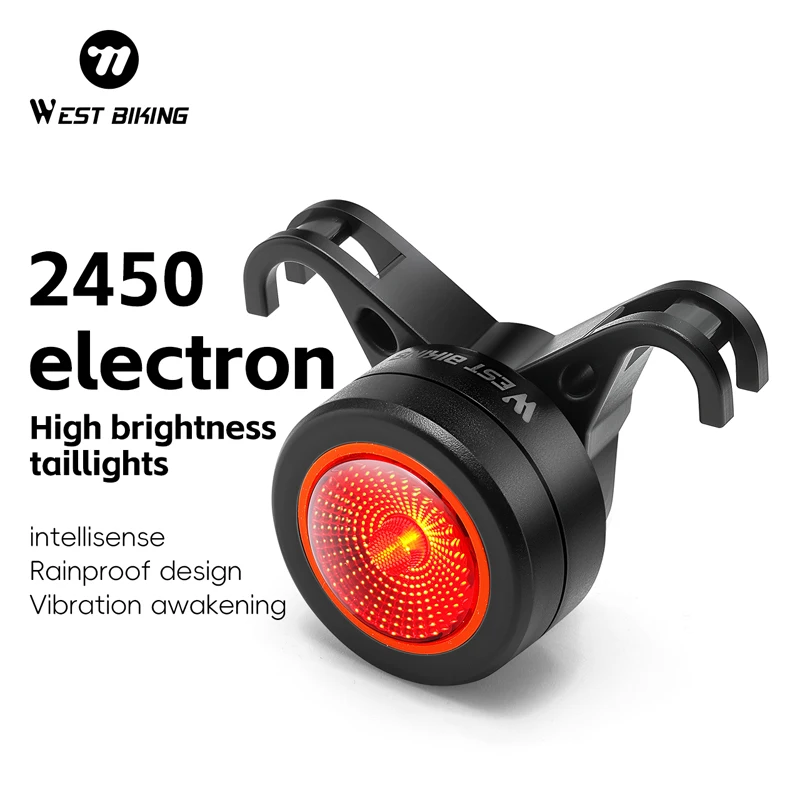WEST BIKING Bicycle Taillight Smart Auto Sensor Brake Rear Light MTB Road Bike Smart Auto High Brightness Cycling Tail Light