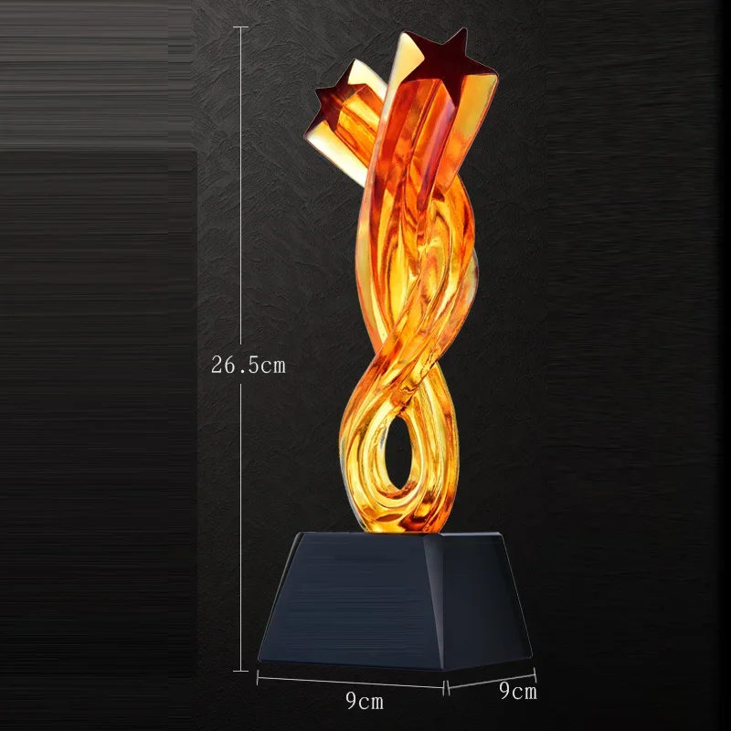Custom Crystal Five-Pointed Star Glass Trophy, Creative Enterprise Honor Award, Home Decoration, Exquisite Glazed Trophy, 1Pc