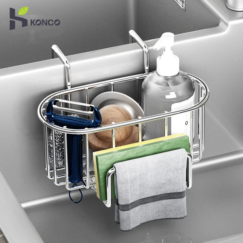 Kitchen Sponge Holder Dish Brush Holder Stainless Steel Hanging Sink Drain  Basket Soap Rack Sink Storage Rack Kitchen Accessorie - AliExpress