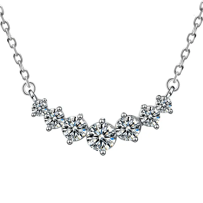 

Moissanite Necklace for Woman Wedding Fine Jewely with Certificates 925 Sterling Sliver Plated 18k White Gold Necklace