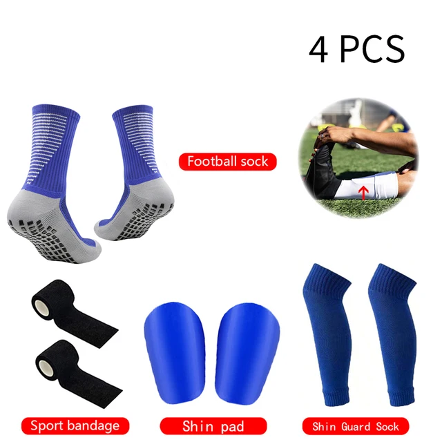 4 PCS Football Accessories Men Women Non-slip Sports Football Socks Bandage Shin Guards Elastic Socks Cover 3