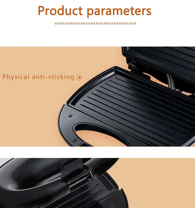 Electric Sandwich Maker Panini Double-sided Heating Cool Touch Handle for Sandwiches, Barbecues, and Fried Steaks 5