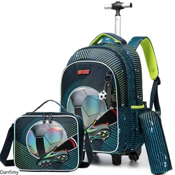 Borse da scuola con ruote per ragazzi e ragazze Set di zaini Zaini scolastici per bambini con ruote per borsa da viaggio trolley per studenti elementari 1