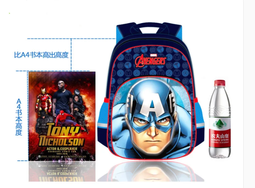 Disney New School Bags For Boys Grade 1-3 Captain America Primary Student Shoulder Orthopedic Backpack Large Capacity Mochila