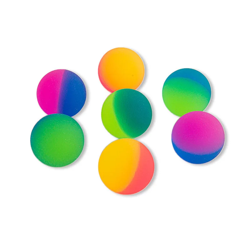 Elastic Ball Candy Color Rubber Jump Ball Dual Color Matte Solid Elastic Ball Rainbow Colorful Floating Water Ball Fun Ball Toy 6