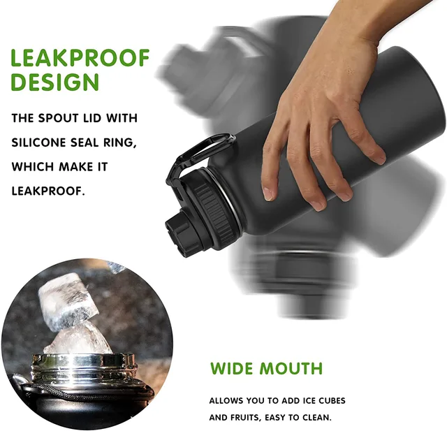 32oz/ 1L Stainless Steel Insulated Water Bottle,Cycling Bottles Double Walled Vacuum Insulated Water Bottles for Gym Travel 4