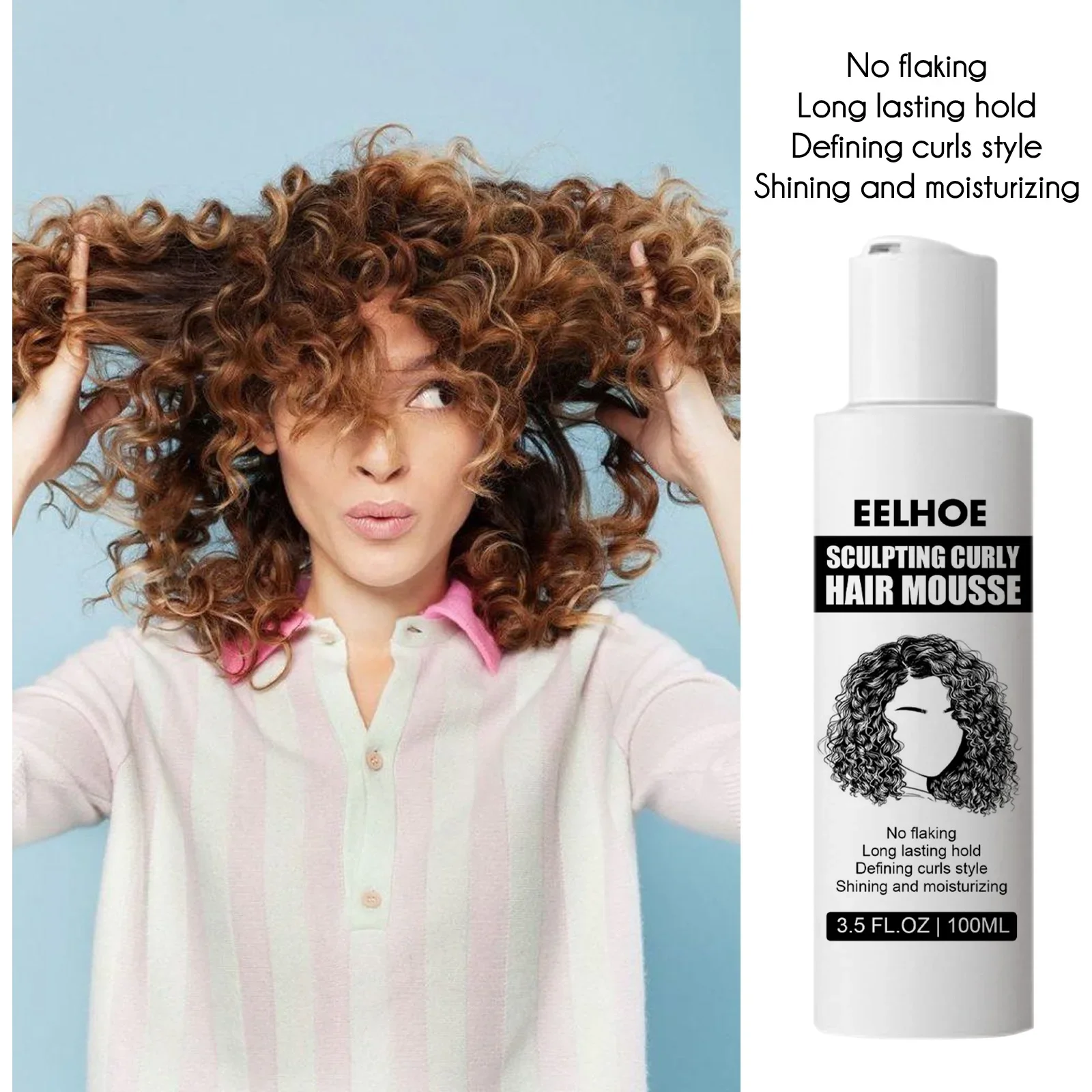 100ml Professional Hair Curl Enhancer Boost Defining Cream Sculpting Curly Hair Mousse Moisturizer Styling Gel Wavy Repairing