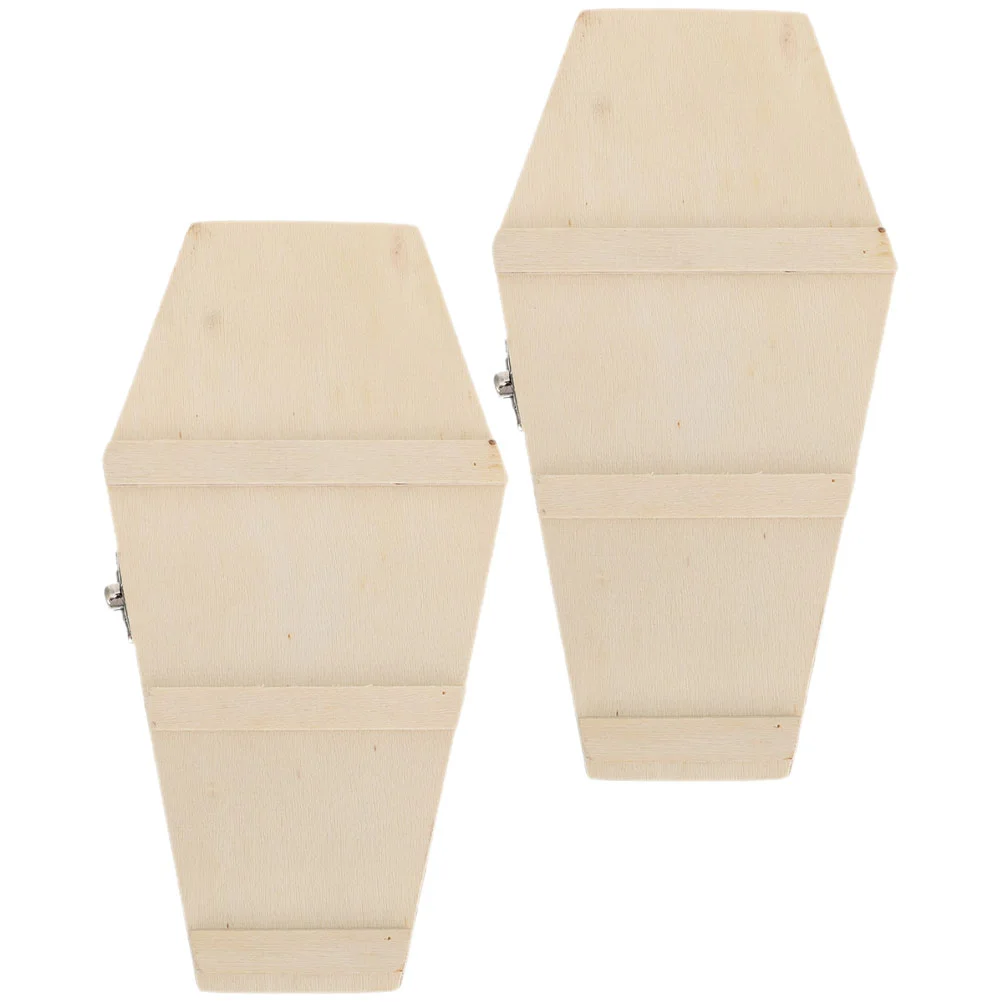 

Didiseaon Wood Box 2Pcs Small Unfinished Wood Coffin Shaped Boxes Mini Coffin Candy Box Spooky Coffin Prank Props Jewelry Box