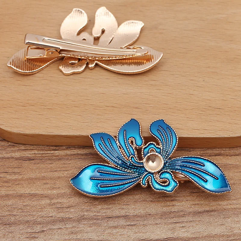빈티지 금속 꽃 헤어 클립, 헤어핀, 바레트 헤어웨어, DIY 쥬얼리 액세서리, 55*29mm, 세트당 10 개
