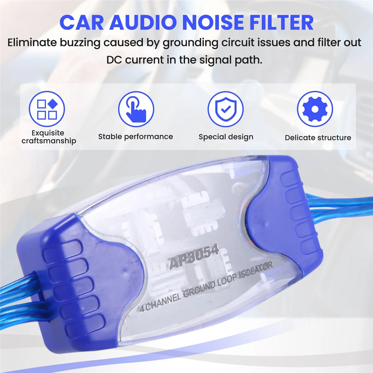 4-Channel Rca Audio Noise Filter Suppressor Ground Loop Isolator Car Stereo 50W