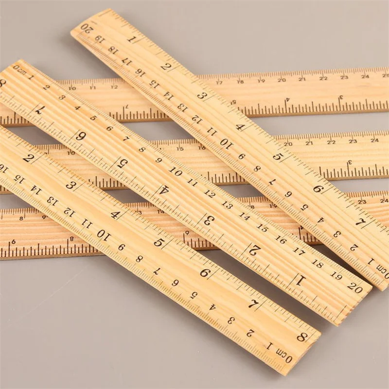 Wooden Straight Ruler 15/20/30cm Single Sided Double Scale Ruler Student Stationery Office Precision Measuring Tool