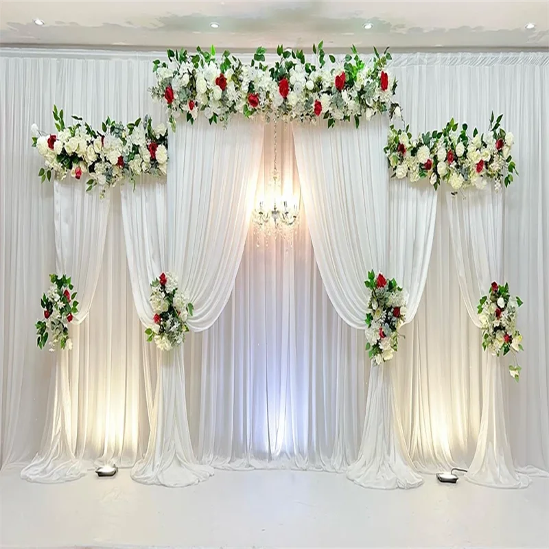 Double Crossbar Pipe and Drape Stand kit, Heavy Duty Adjustable Backdrop Stand, Aluminium Flower Wall Backdrop for Event,Birthda