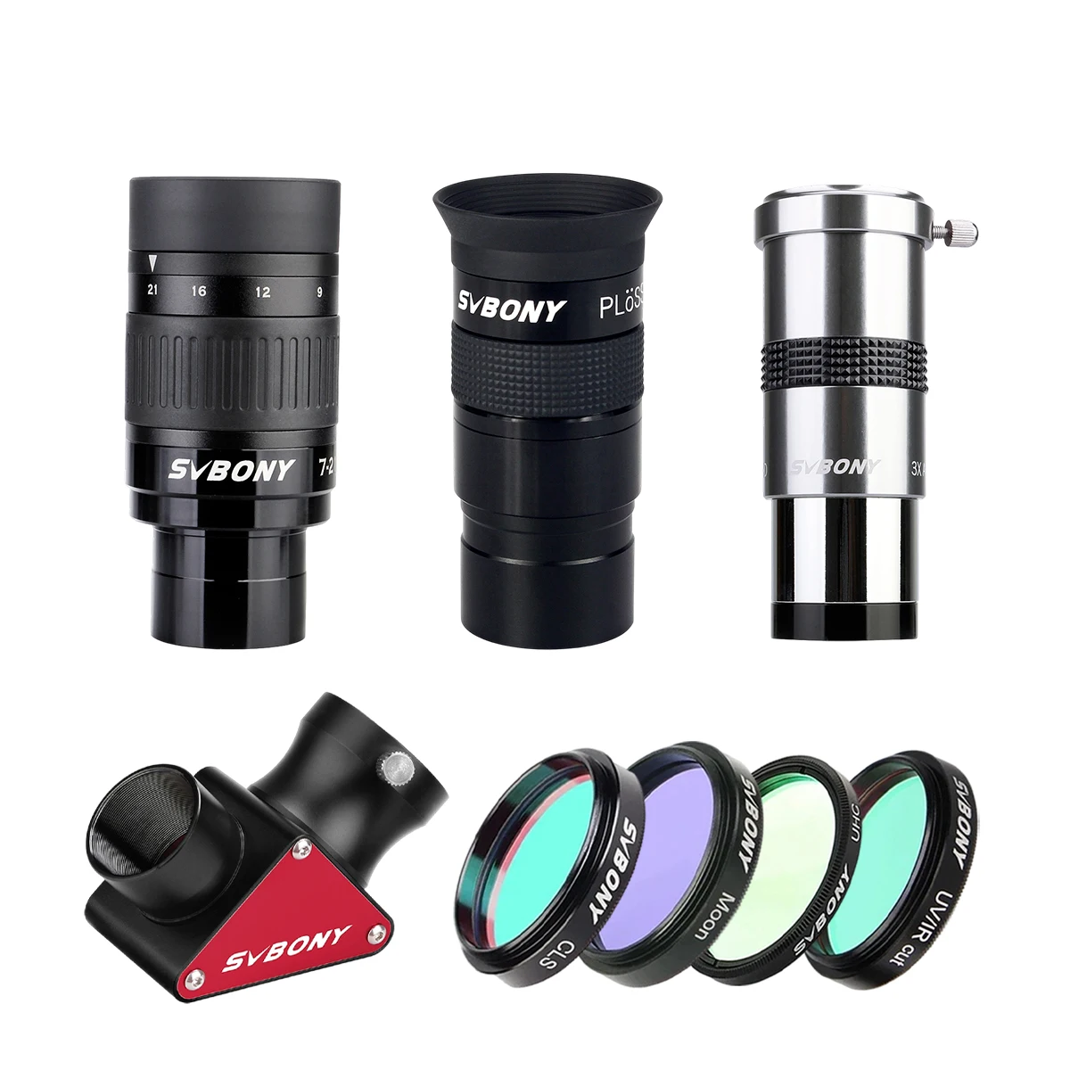 Svbony Astronomy Observation Set, with Zoom Eyepiece, Barlow Lens, Extender, Diagonal Lens, Filter, Moon Filter