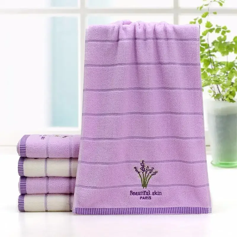 High Quality Bath Towel Cotton Embroidery Lavender Aromatherapy Soft Hand Face  Sheet Set 34 X 74cm 5
