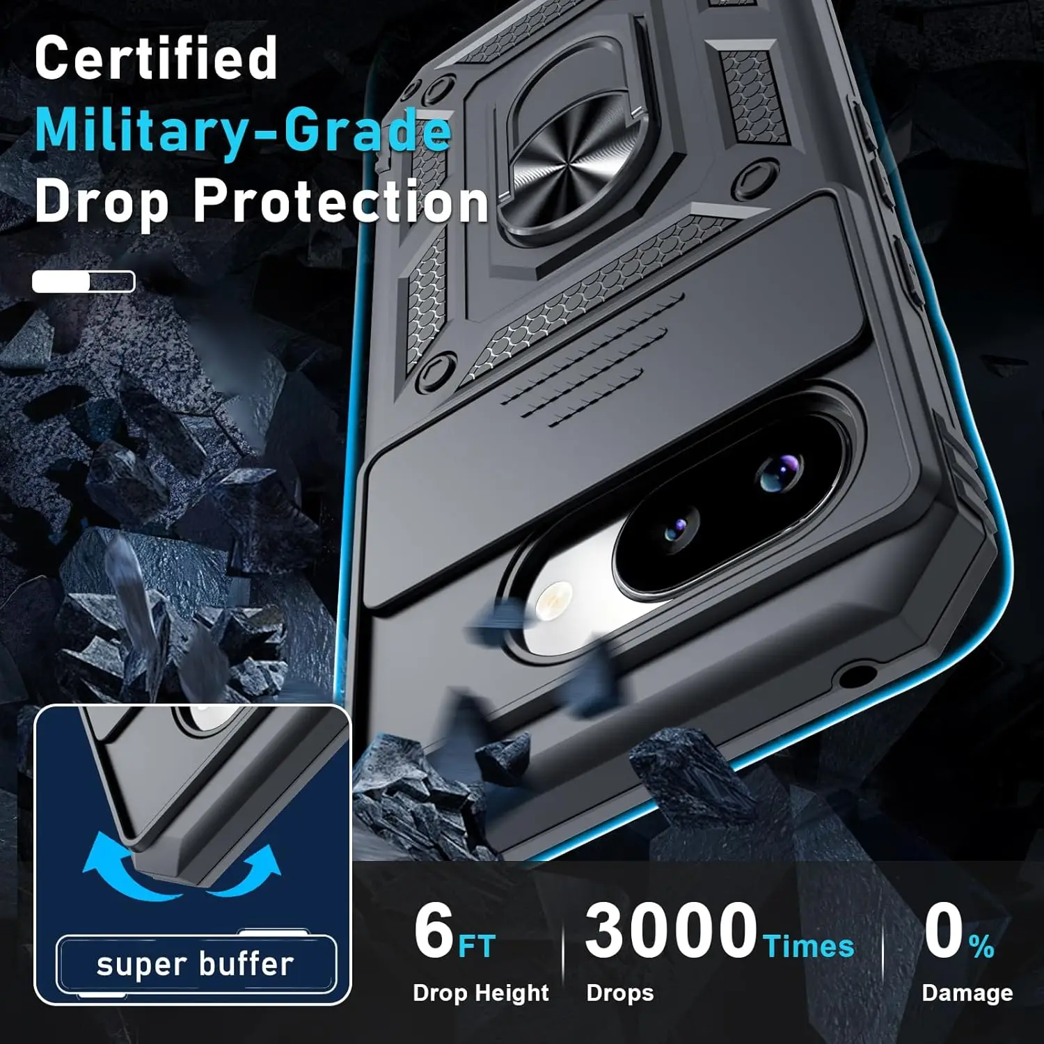 Enhanced Slide Camera Lens Case with Magnetic Kickstand and Military-Grade Armor Bumpers