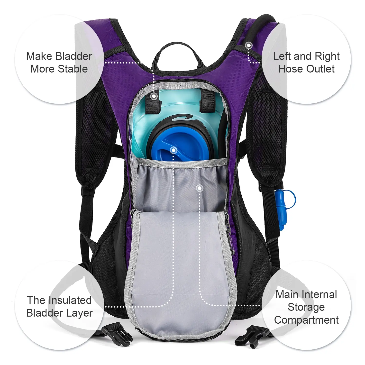 1pc Ultralight Running Hydration Backpacks 2L Water Bag Bladder