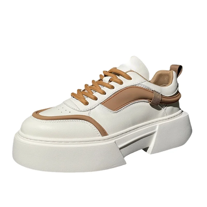 

European/American Trendy Original Design Men Shoes Increase 5cm Runway Style Genuine Leather Thick Soled Casual Sports Shoes Man
