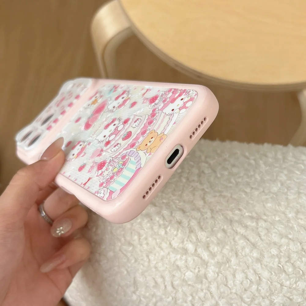 Elegant Ruijian Strawberry Cake Pink KT Shockproof Phone Case