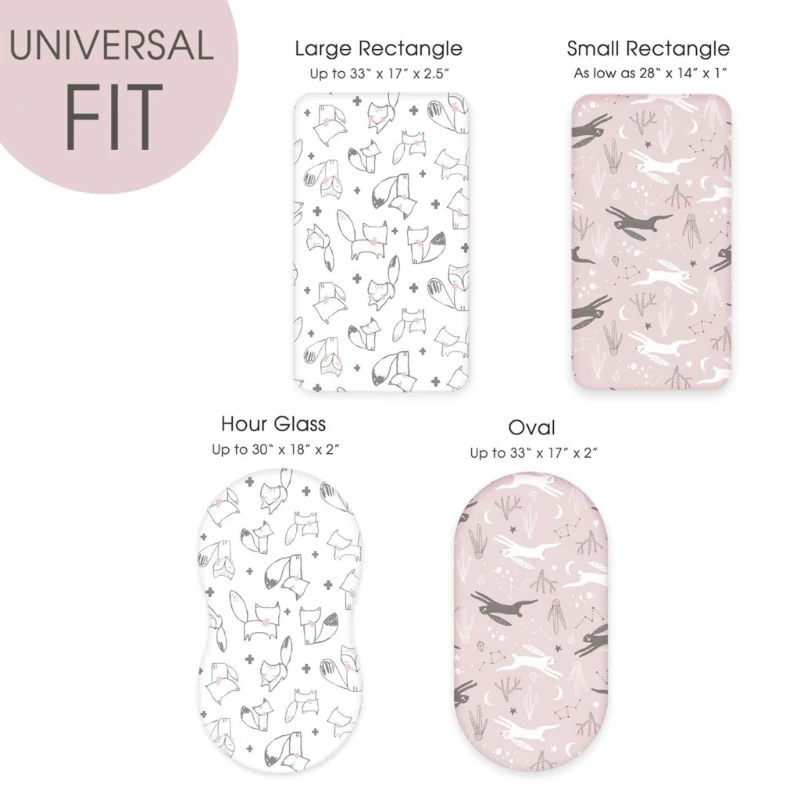 2Pcs Removable Fitted Sheets Infant Crib Cradles Cover