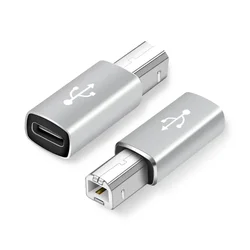 Premium USB C to USB B 2.0 Adapter for Seamless Data Transfer (Silver)