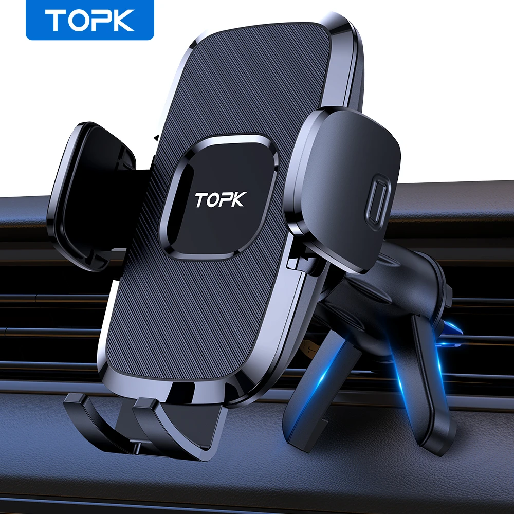 TOPK Autotelefonhalter Lüftungsschlitze Autotelefonhalterung Upgrade Hakenclip Schwerkraft, Aluminium-Autohalterung für iPhone Pro Max