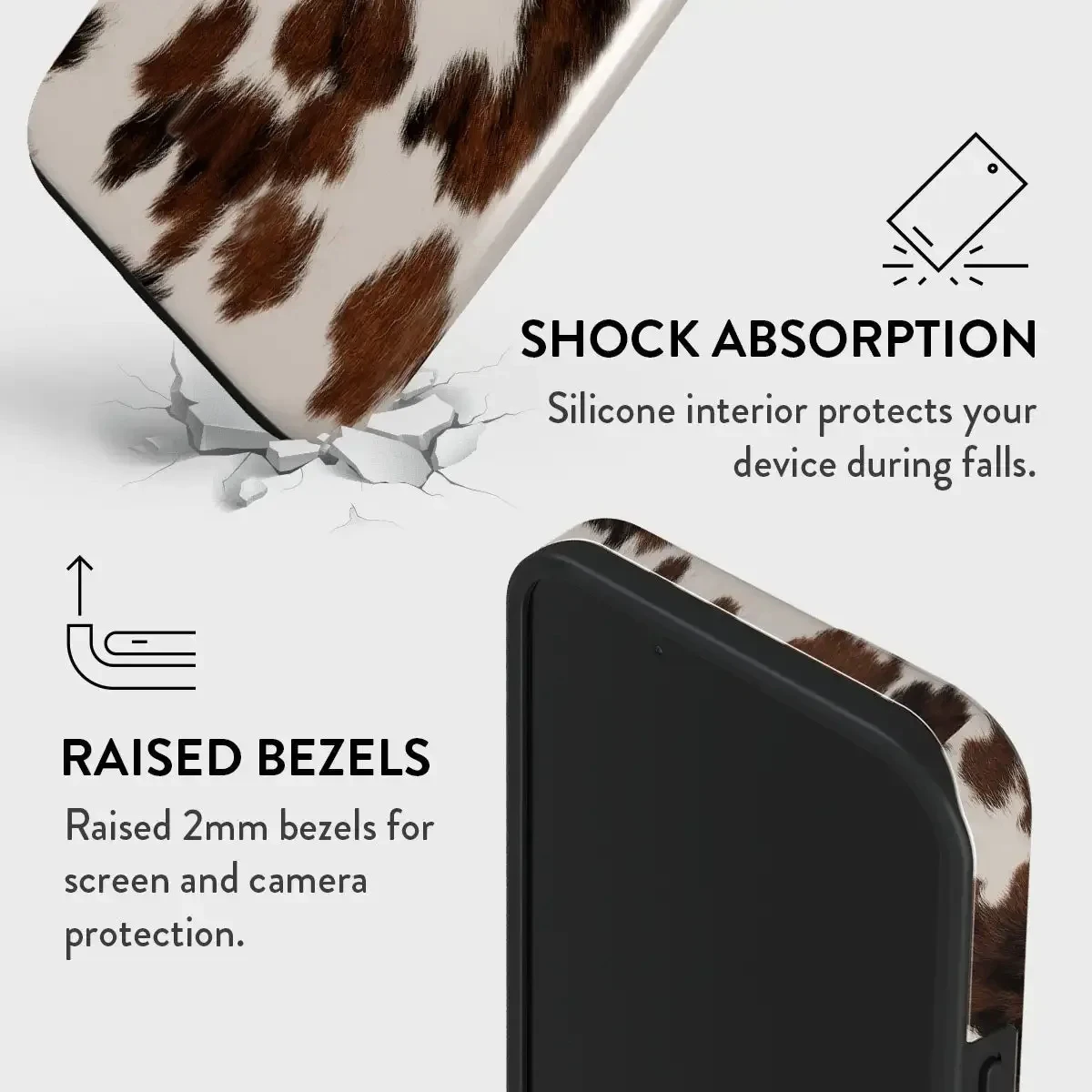 Brown Cow Fur Pattern Case for IPHONE 16ProMax 15 14 13 12 11 PRO Plus Acrylic TPU Two in One Magnetic Phone Cases