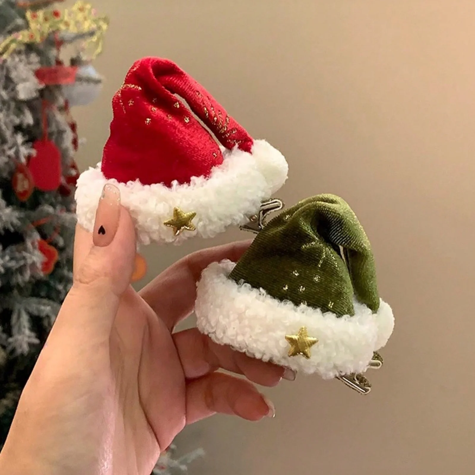 1PC Weihnachten Weihnachtsmütze Haarspangen, Mini Rot Grün Weihnachten Haarnadeln, Festliche Feiertage Haarschmuck für Mädchen, süße Weihnachtsfeier